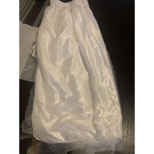 Satin Mess White 6ftW Table Skirt for Baby Shower, Wedding or Birthday Party.